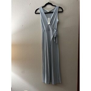 See You‎ Monday Jumpsuit Women's Medium Blue Sleeveless Wrap Ribbed Casual(A564)